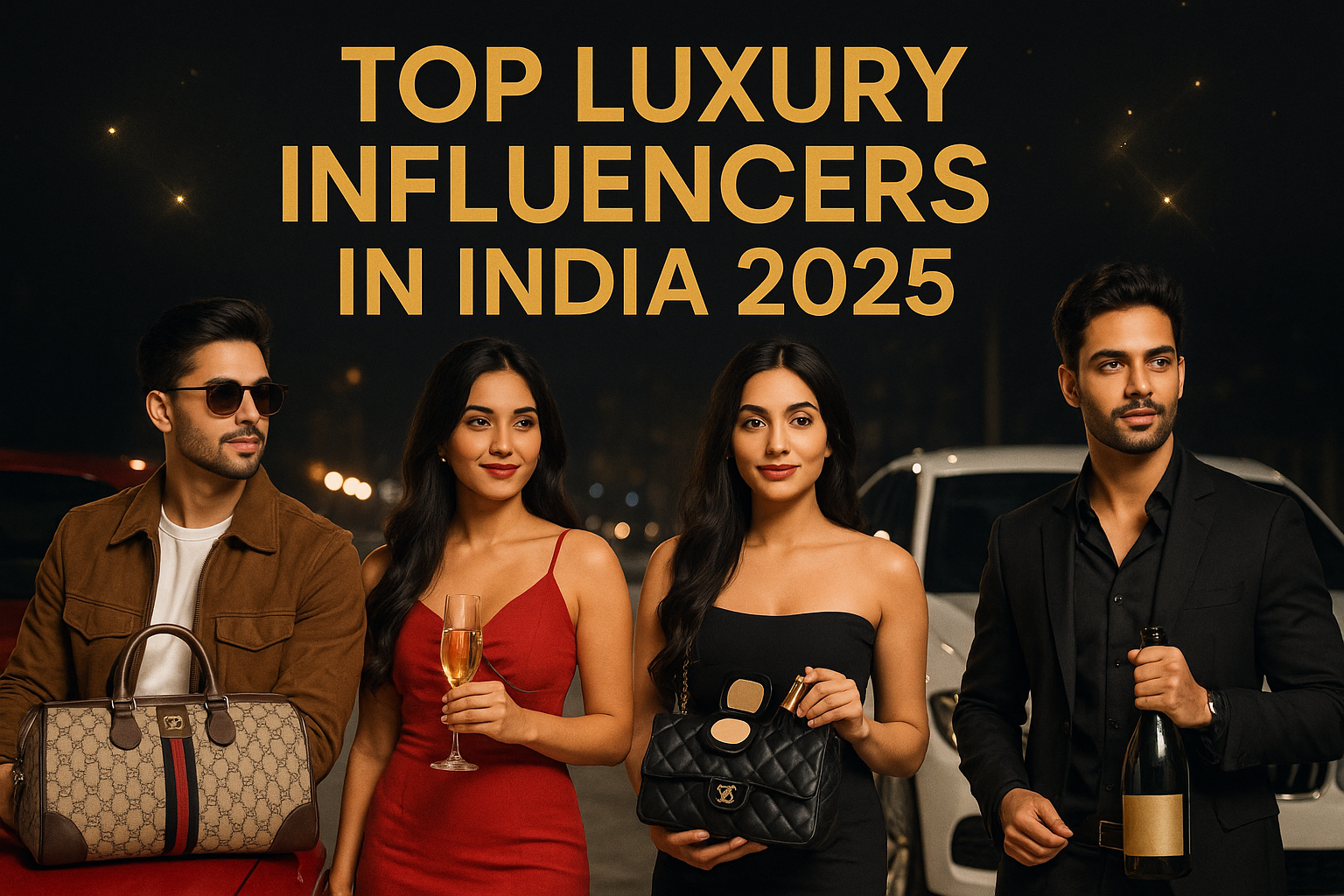 India’s top luxury lifestyle influencers in 2025 with fashion, luxury cars, and beauty.