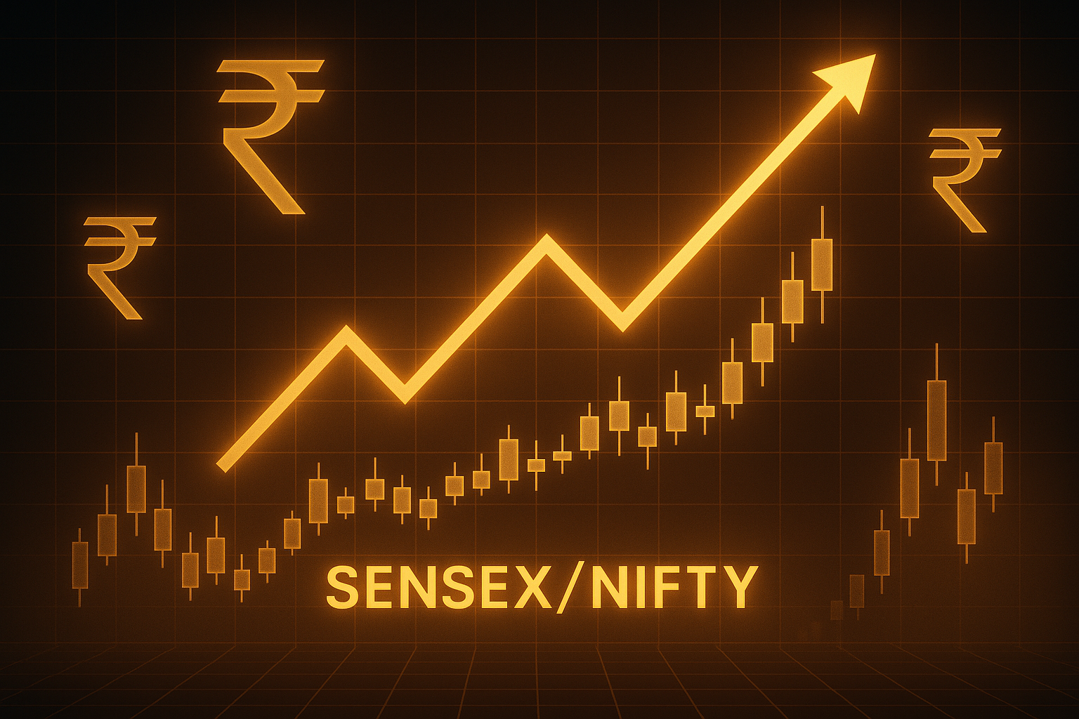 Illustration of top trading gurus in India with stock market charts and financial growth symbols in the background.