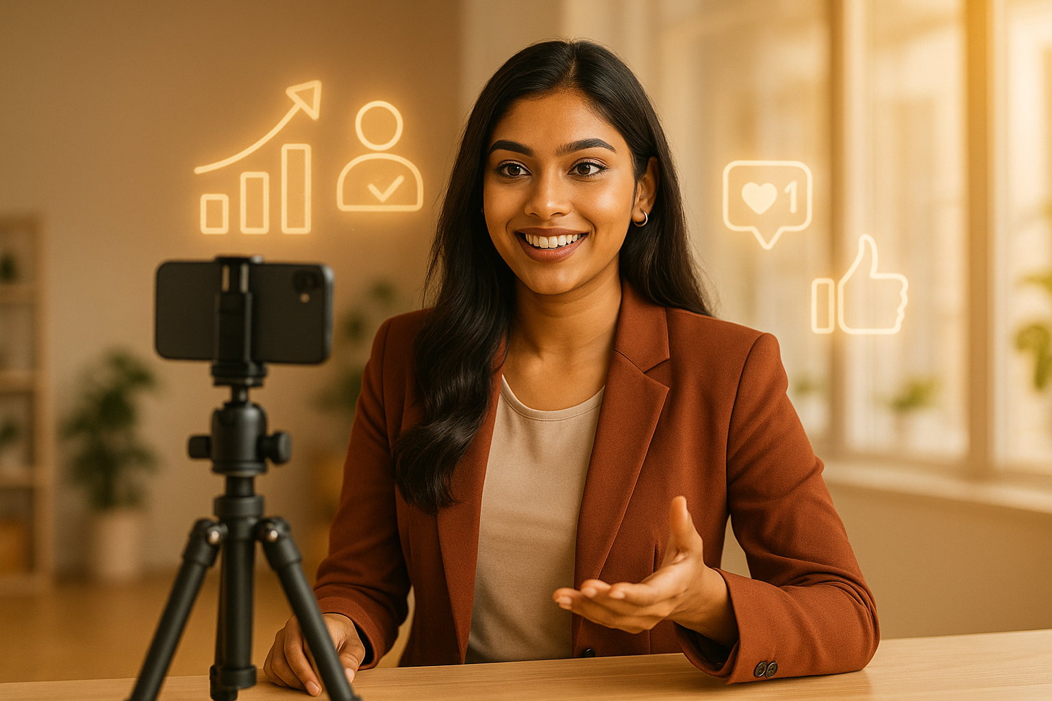 Indian micro-influencer creating authentic social media content, symbolizing trust and quality engagement.