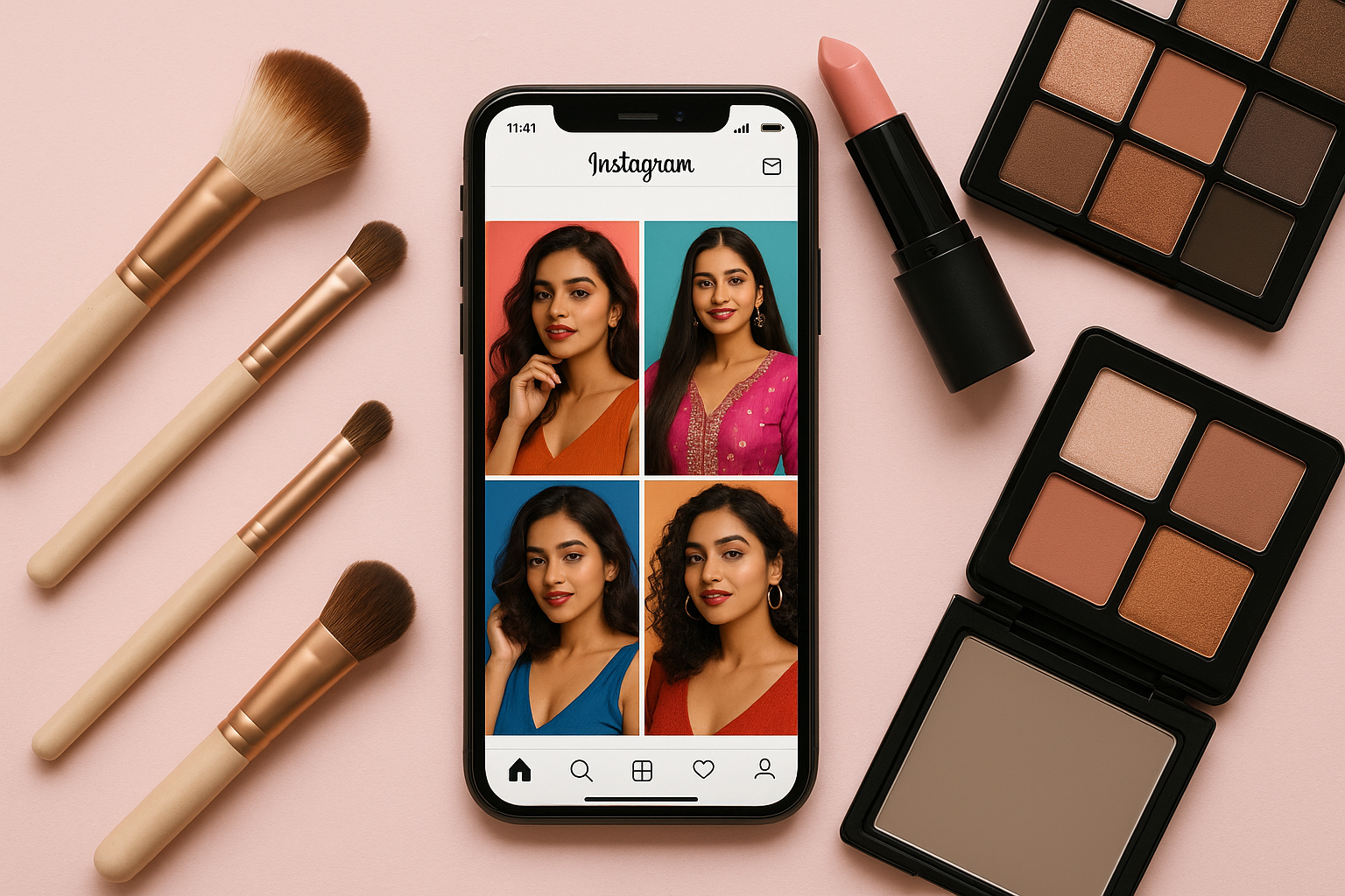Top Indian beauty influencers on Instagram showcasing makeup and skincare inspiration in 2025.