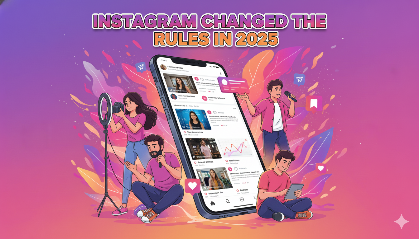 Instagram algorithm update 2025 thumbnail showing creators, analytics, and the text ‘Instagram Changed the Rules in 2025’.