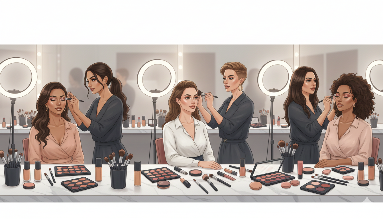 Top Indian makeup artists creating beauty looks in a modern studio