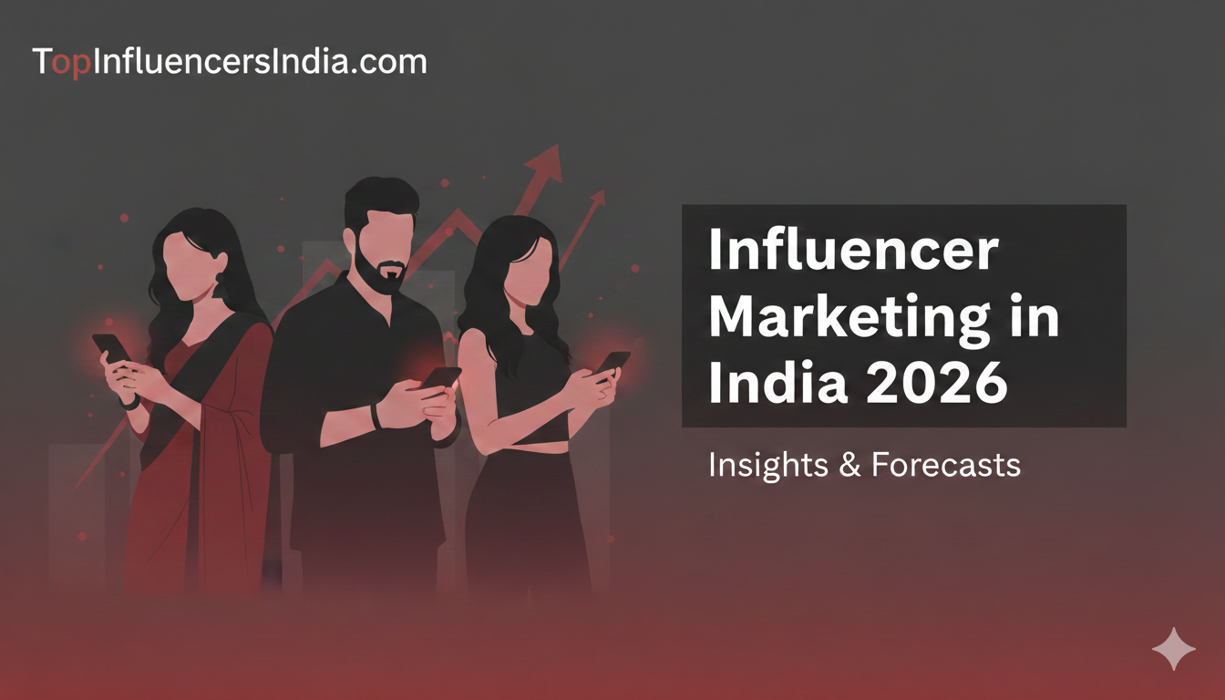 Influencer marketing industry growth in India illustrated with creators and analytics.